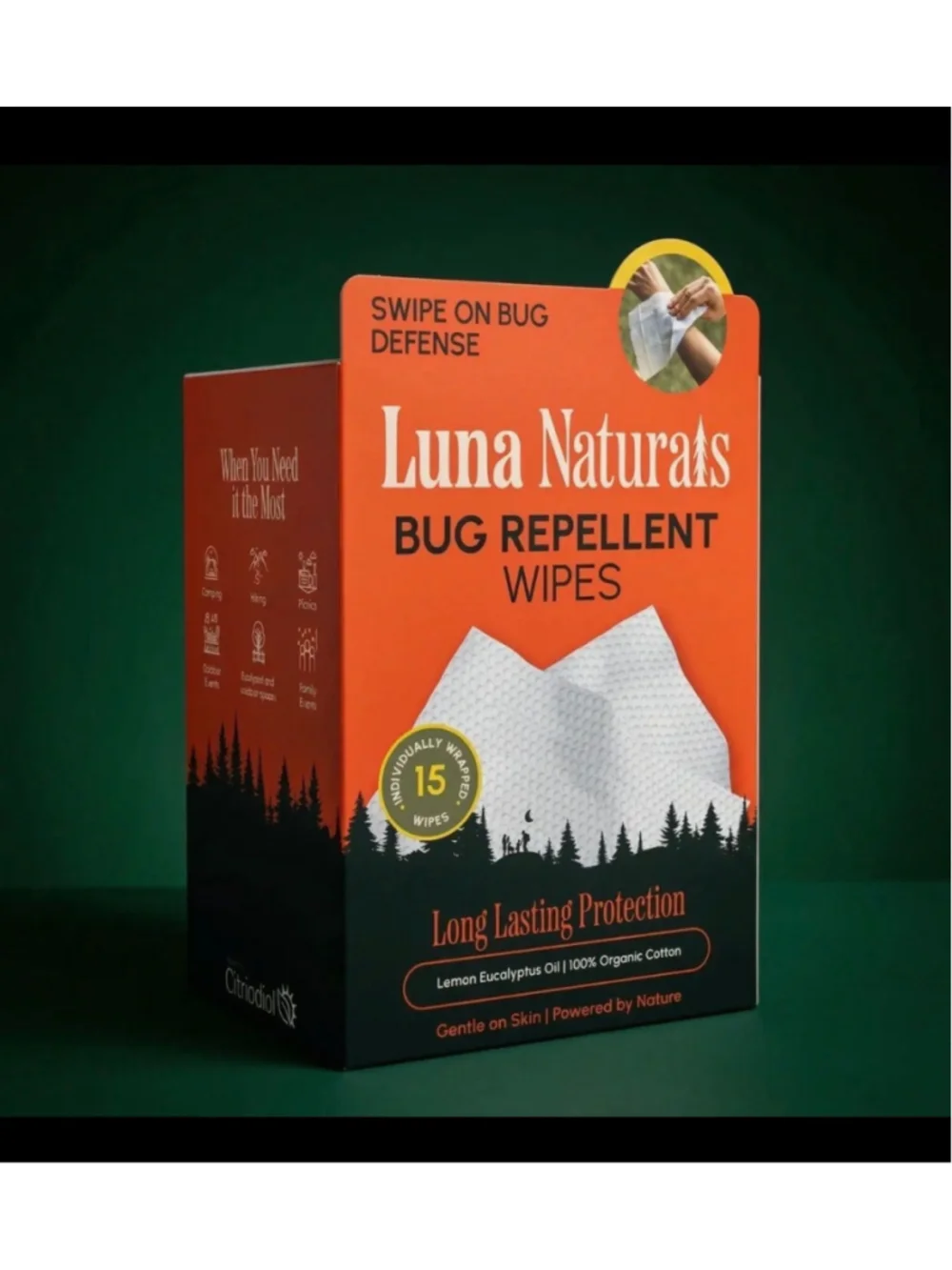 0.) Luna Naturals | Bug Repellent Wipes| 15 count|